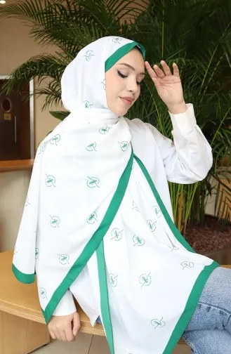 Desenli Capri Şal 70351-05 Yeşil Ekru