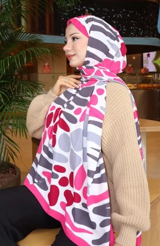 Desenli Capri Şal 70356-01 Pembe Gri