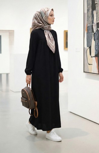 Robalı Elbise 4109-02 Siyah