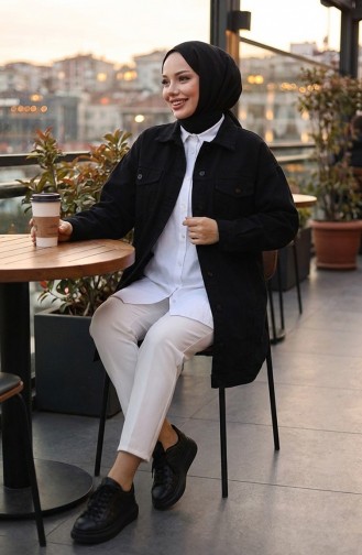 Oversize Kot Ceket 2746-01 Siyah