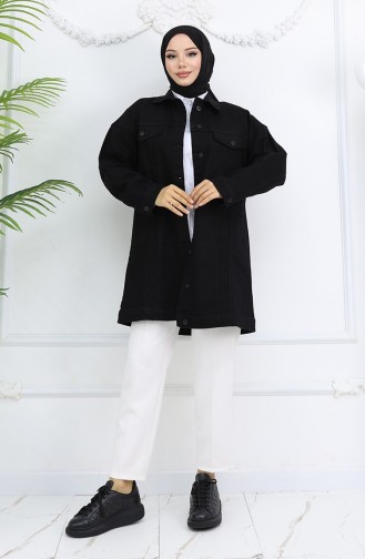 Oversize Kot Ceket 2746-01 Siyah