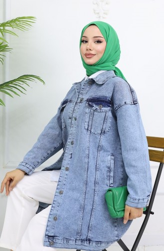 Oversize Kot Ceket 2746-02 Açık Mavi