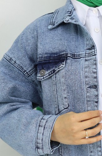 Oversize Kot Ceket 2746-02 Açık Mavi