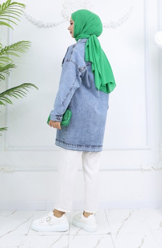 Oversize Kot Ceket 2746-02 Açık Mavi