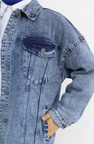 Oversize Kot Ceket 2746-03 Mavi