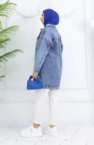 Oversize Kot Ceket 2746-03 Mavi