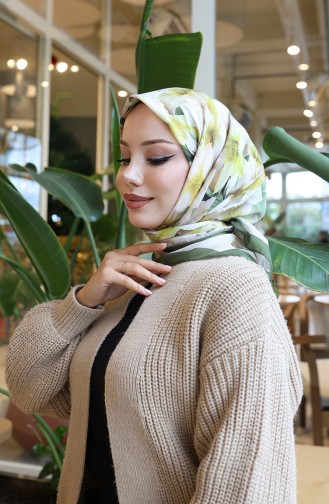 Floral Pattern Scarf 70332-03 Khaki Yellow 70332-03