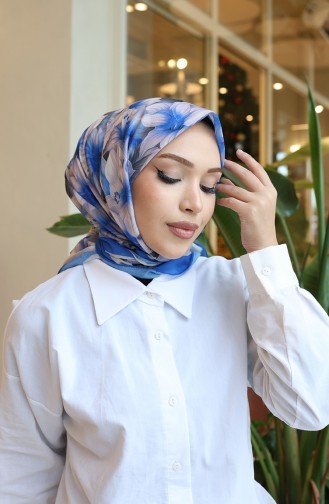Floral Pattern Scarf 70332-04 Blue 70332-04