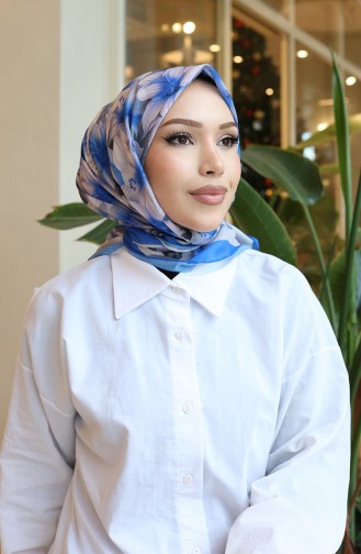 Floral Pattern Scarf 70332-04 Blue 70332-04