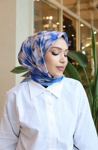 Floral Pattern Scarf 70332-04 Blue 70332-04