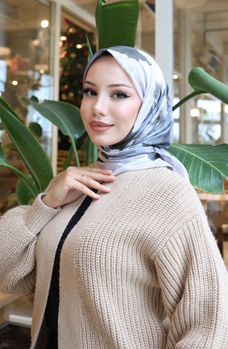 Floral Patterned Cotton Cocoon Scarf 70333-01 Beige Khaki 70333-01