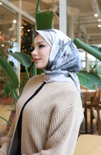 Floral Patterned Cotton Cocoon Scarf 70333-01 Beige Khaki 70333-01