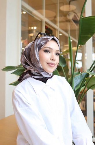 Écharpe Cocon En Coton à Motif Floral 70333-07 Brun Café Amer 70333-07