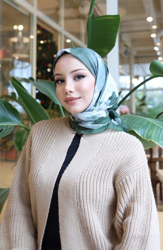 Floral Patterned Cotton Cocoon Scarf 70333-11 Khaki 70333-11