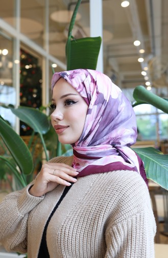 Écharpe Cocon En Coton à Motif Floral 70333-13 Rose Cerise 70333-13