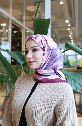 Écharpe Cocon En Coton à Motif Floral 70333-13 Rose Cerise 70333-13