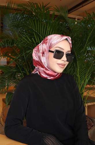 Écharpe Cocon En Coton à Motif Floral 70333-14 Bordeaux Rose Poudré 70333-14