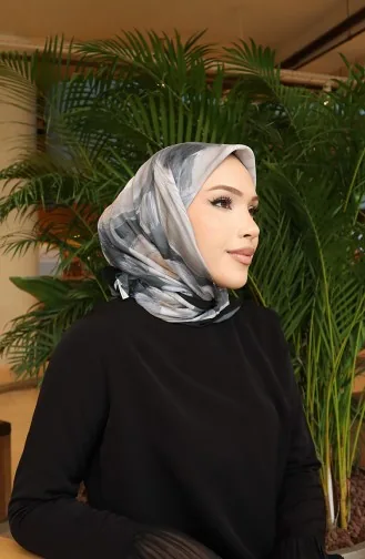 Gestreepte Katoenen Coconsjaal 70334-02 Zwartgrijs 70334-02