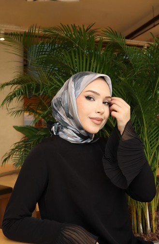 Gemusterter Baumwoll-Kokonschal 70334-02 Schwarz Grau 70334-02