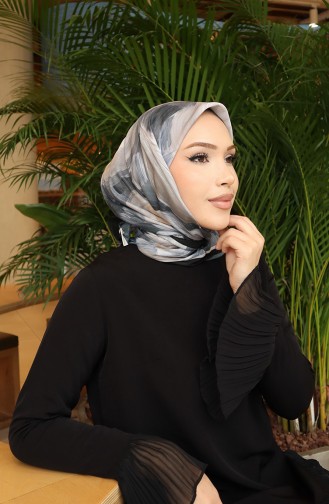 Gemusterter Baumwoll-Kokonschal 70334-02 Schwarz Grau 70334-02