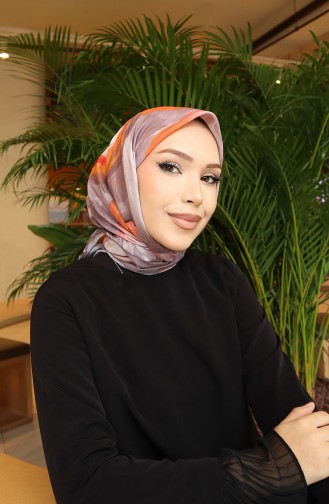 Gemusterter Baumwoll-Kokonschal 70334-05 Nerzorange 70334-05