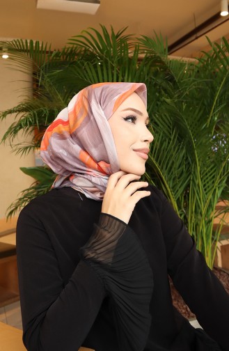 Gemusterter Baumwoll-Kokonschal 70334-05 Nerzorange 70334-05