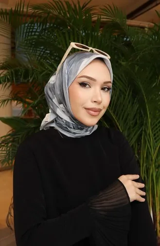 Gestreepte Katoenen Coconsjaal 70334-06 Zilvergrijs Grijs 70334-06