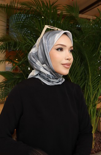 Gestreepte Katoenen Coconsjaal 70334-06 Zilvergrijs Grijs 70334-06