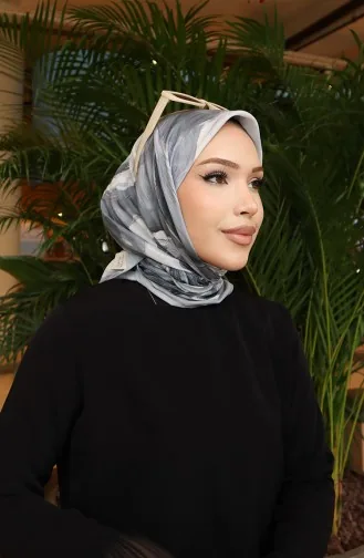 Gestreepte Katoenen Coconsjaal 70334-06 Zilvergrijs Grijs 70334-06