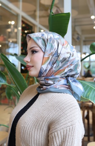 Cotton Patterned Cocoon Scarf 70335-01 Khaki Gray 70335-01