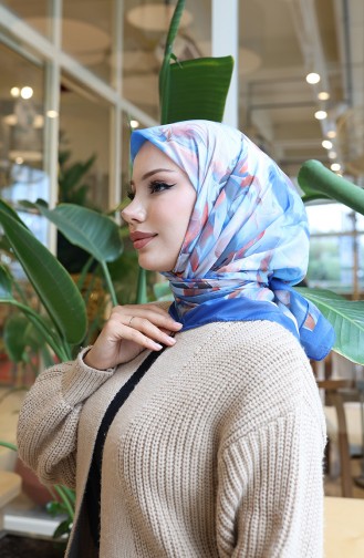 Cotton Patterned Cocoon Scarf 70335-03 Parliament Blue 70335-03