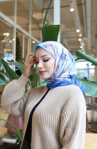 Cotton Patterned Cocoon Scarf 70335-03 Parliament Blue 70335-03