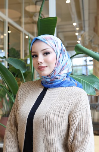 Cotton Patterned Cocoon Scarf 70335-03 Parliament Blue 70335-03