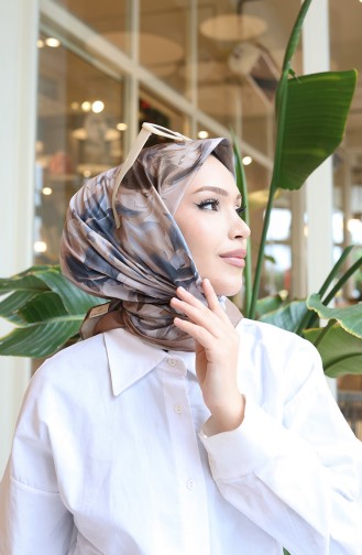 Cotton Patterned Cocoon Scarf 70335-04 Dark Beige Gray 70335-04