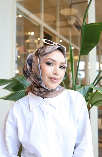 Cotton Patterned Cocoon Scarf 70335-04 Dark Beige Gray 70335-04