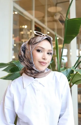 Gemusterter Baumwoll-Kokonschal 70335-04 Dunkelbeige Grau 70335-04