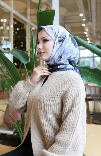 Pamuklu Desenli Koza Eşarp 70335-06 Siyah Toprak