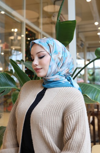 Gemusterter Baumwoll-Kokonschal 70335-08 Hellpetrol-Mintgrün 70335-08