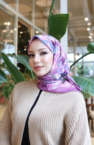 Cotton Patterned Cocoon Scarf 70335-09 Lilac Pink 70335-09