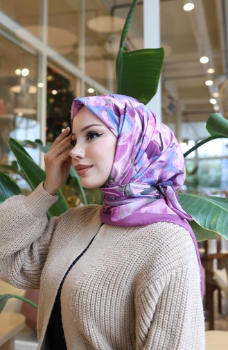 Cotton Patterned Cocoon Scarf 70335-09 Lilac Pink 70335-09