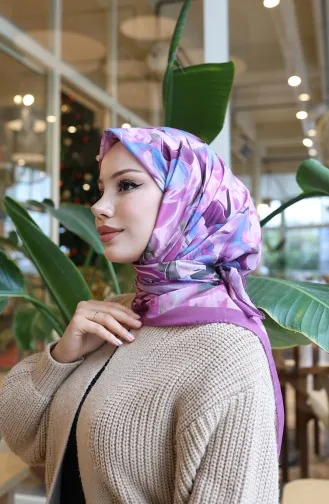Cotton Patterned Cocoon Scarf 70335-09 Lilac Pink 70335-09