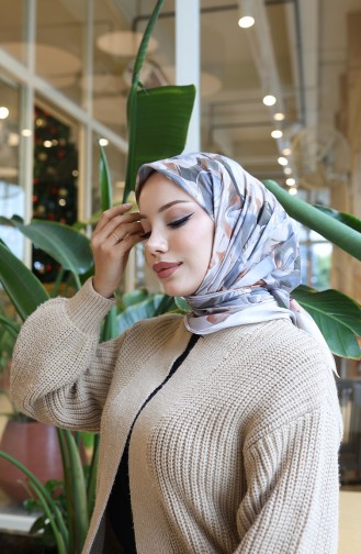 Cotton Patterned Cocoon Scarf 70335-11 Stone Brown 70335-11