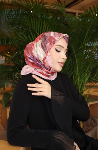 وشاح قطني بنقوش زهرية 70336-09 لون بني فاتح 70336-09