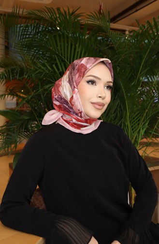 وشاح قطني بنقوش زهرية 70336-09 لون بني فاتح 70336-09