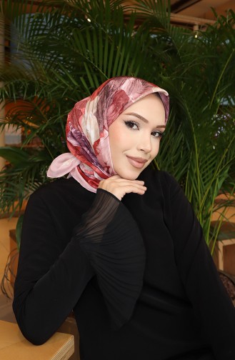 وشاح قطني بنقوش زهرية 70336-09 لون بني فاتح 70336-09