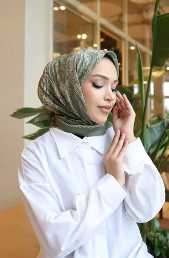 وشاح شرنقة قطني منقوش 70337-07 كاكي 70337-07