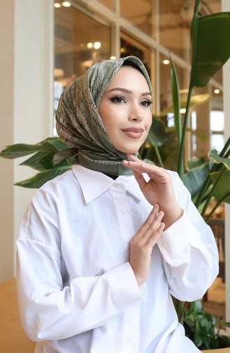 وشاح شرنقة قطني منقوش 70337-07 كاكي 70337-07