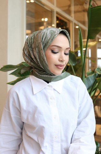 وشاح شرنقة قطني منقوش 70337-07 كاكي 70337-07