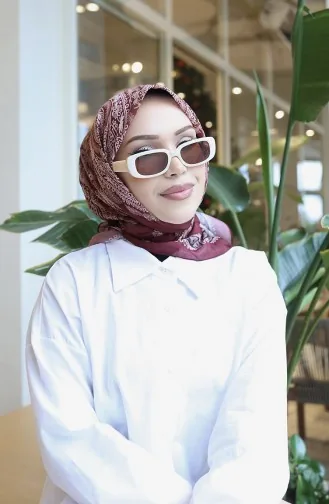 Écharpe Cocon En Coton à Motifs 70337-08 Bordeaux Foncé 70337-08