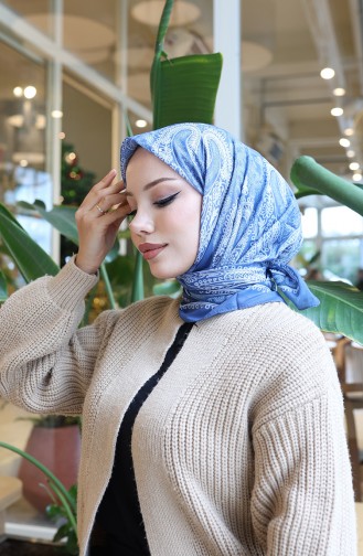 وشاح شرنقة قطني منقوش 70337-09 نيلي 70337-09